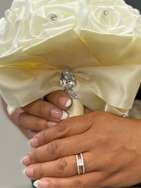 Zales Rose Gold and Solitaire-Cut Bridal Ring Set